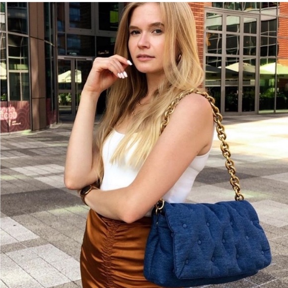 Like new ZARA QUILTED DENIM BAG with Chain strap - Picture 3 of 6